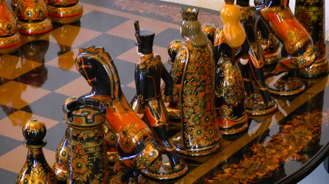 Wooden chess Stock Footage 68348995