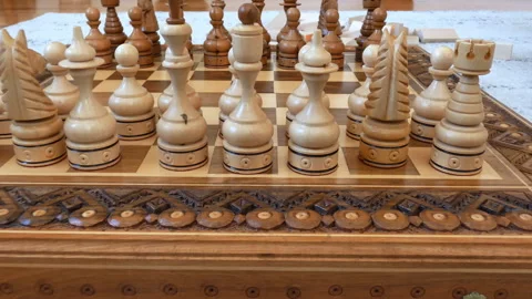 Wooden chess Stock Footage 255985093