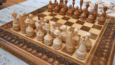 Wooden chess Stock Footage 255985193