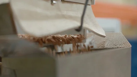 Wooden chips in sorting machine. For making gin, whiskey, vodka, and rum. Chips Stock Footage 130018554