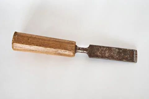 Wooden chisel on a white background Stock Photos