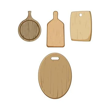 Wooden chopping boards vector set isolated on white Stock Illustration