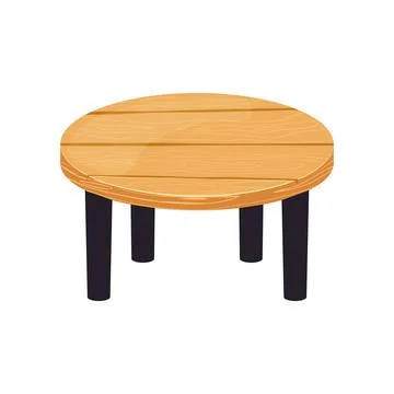 Wooden circular shape table 3d Stock Illustration