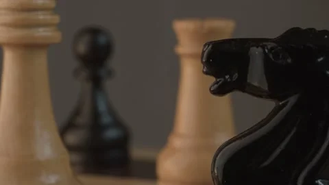 Wooden classic chess pieces Stock Footage 140312853