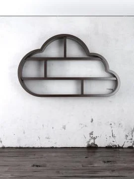 Wooden cloud in interior Stock Illustration