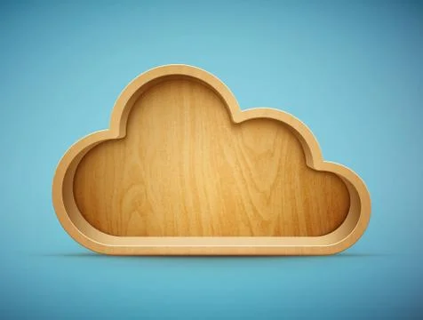 Wooden cloud shelf Illustration