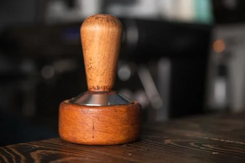 Wooden coffee tamper Stock Photos