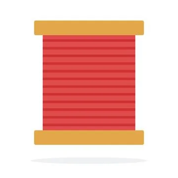 Wooden coil with red thread flat isolated Stock Illustration