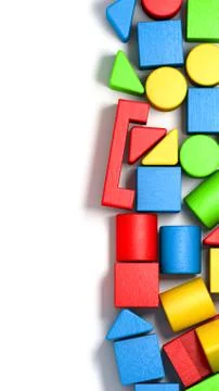 Wooden colorful bricks vertically structured on white Stock Illustration