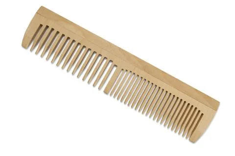 A wooden comb with teeth of different widths Stock Photos
