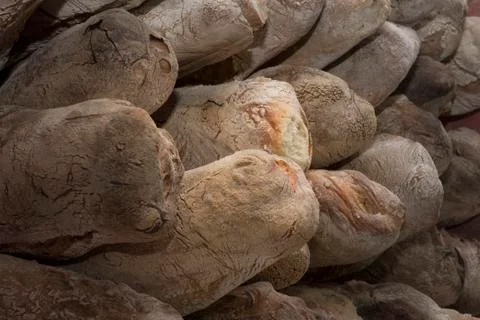 Wooden cooked bread Stock Photos