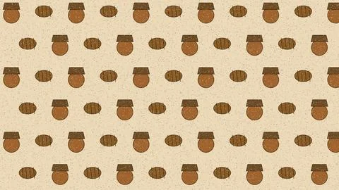 Wooden corks arranged in grid pattern on neutral background Stock Illustration