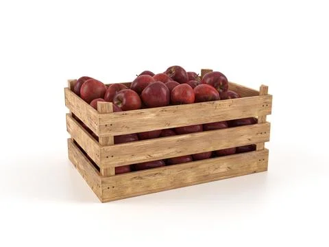 Wooden crate with apples Stock Illustration