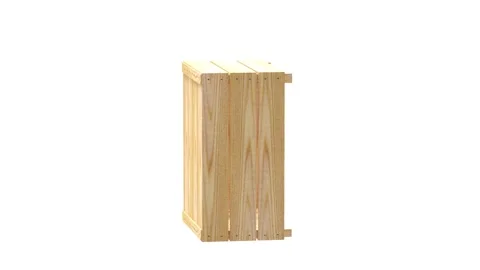 Wooden crate rotates in 3D render Stock Footage 333663868