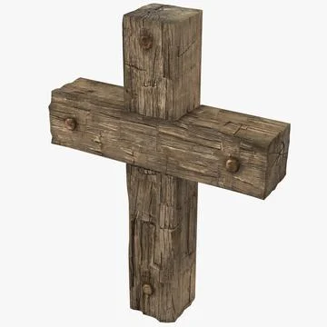 Wooden Cross Weathered 3D Model