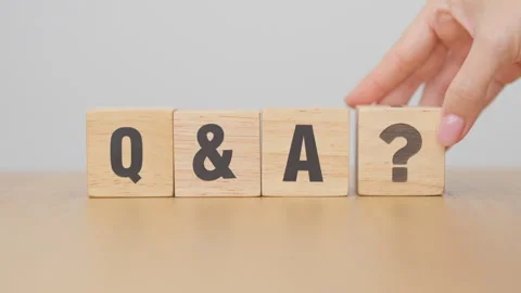 Wooden cube block of Q and A with Question mark icon. FAQ, frequency asked .. Stock Footage 327285503