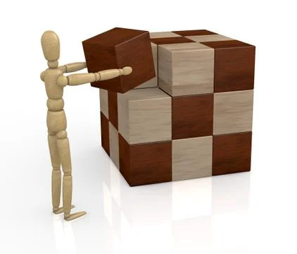 Wooden cube puzzle Stock Illustration