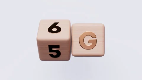 Wooden cube turned and changes sign 5G to 6G. 6G mobile network, data technology Stock Footage 262458077