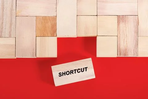 Wooden cube with a word SHORTCUT Stock Photos