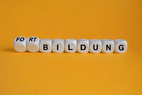 Wooden cubes form the German expression 'Fortbildung' (further education). Stock Photos