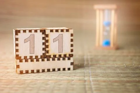 Wooden cubes with the number 11 Stock Photos