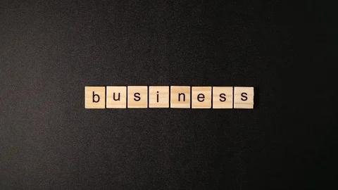 Wooden cubes open and sets up a word «Business" Видео 88264191
