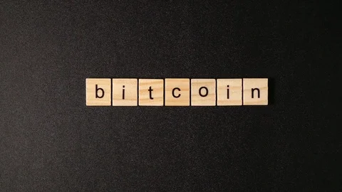Wooden cubes open and sets up a word "Bitcoin" Stock Footage 88264193