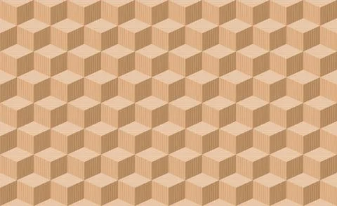 Wooden Cubes Pattern Seamless Wallpaper Three Dimensional Stock Illustration