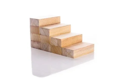 Wooden cubes stack. Step to success in business concept Stock Photos