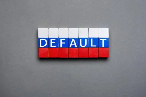 Wooden cubes text concept default blocks stack Russian federation crisis. Cub 写真素材