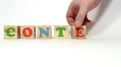 Wooden cubes. Word content Stock Footage 47845252