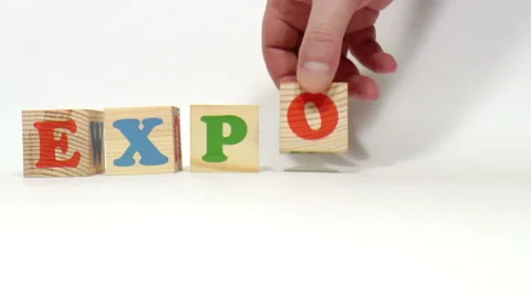 Wooden cubes. Word export Stock Footage 47846281