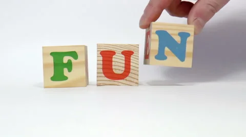 Wooden cubes. Word fun Stock Footage 47847093