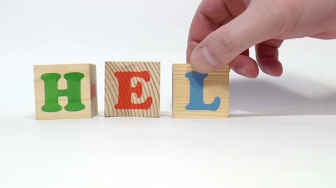 Wooden cubes. Word help Stock Footage 47847682