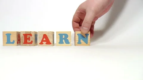 Wooden cubes. Word learning Stock Footage 48026334