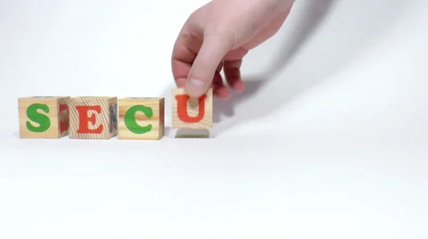 Wooden cubes. Word security Stock Footage 48031117