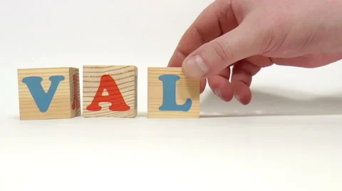 Wooden cubes. Word value Stock Footage 48034467