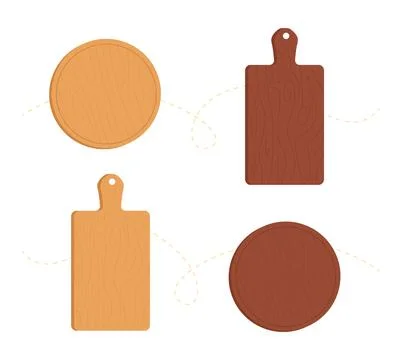 Wooden cutting boards, vector set Stock Illustration