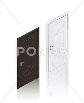 Wooden dark gray and white painted doors. Stock Illustration