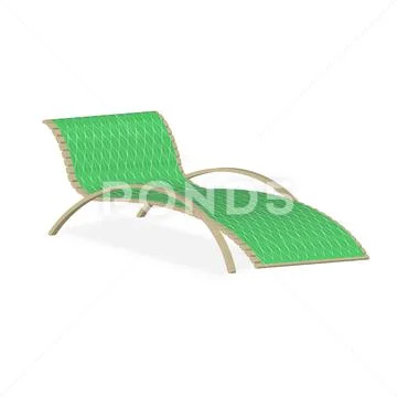 Wooden deck chair or lounger with green towel on it Stock Illustration