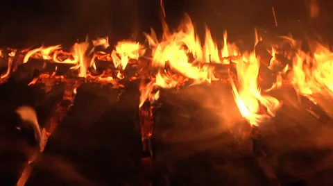 Wooden Deck on Fire Stock Footage 33790531