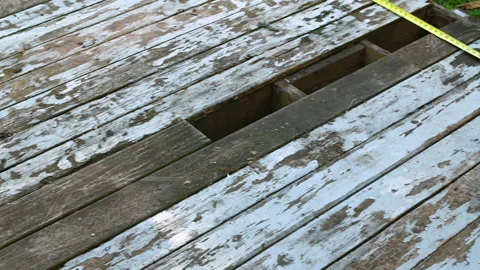 Wooden deck with missing wood boards. Stock Footage 226450105