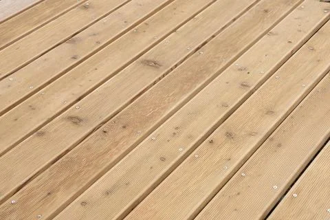Wooden decking planks background texture top view diagonal Stock Photos