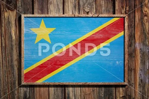 Wooden Democratic Republic of Congo flag Stock Photos