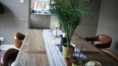 Wooden dining table 2 Stock Footage 314275476