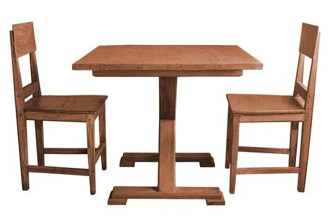 Wooden dining table and chairs isolated on white background Stock-Fotos