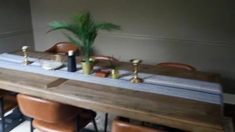 Wooden dining table Stock Footage 314275478