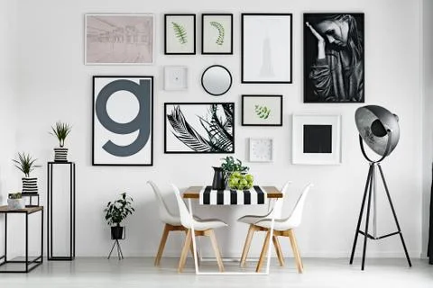 Wooden dining table 스톡 사진