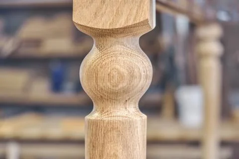 Wooden dining table of solid oak build process in workshop Stock Photos