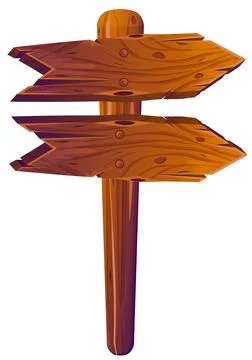 Wooden Direction Signpost with Arrow Pointer Stock Illustration